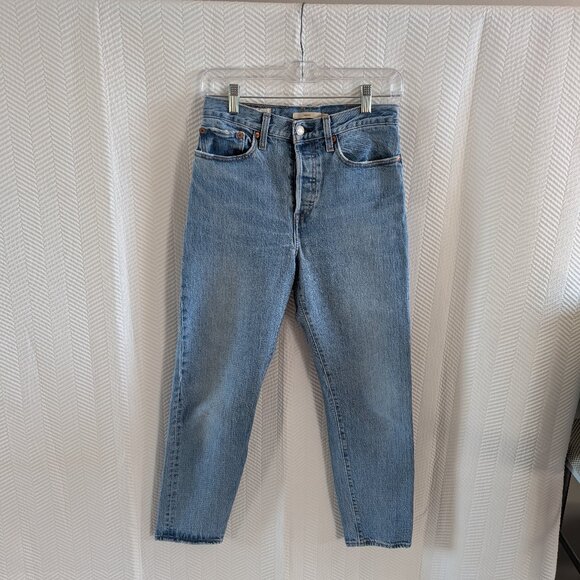 Levi's Wedgie Straight High Rise Rigid Denim Blue Jeans Medium Wash Size 28 - Picture 3 of 14